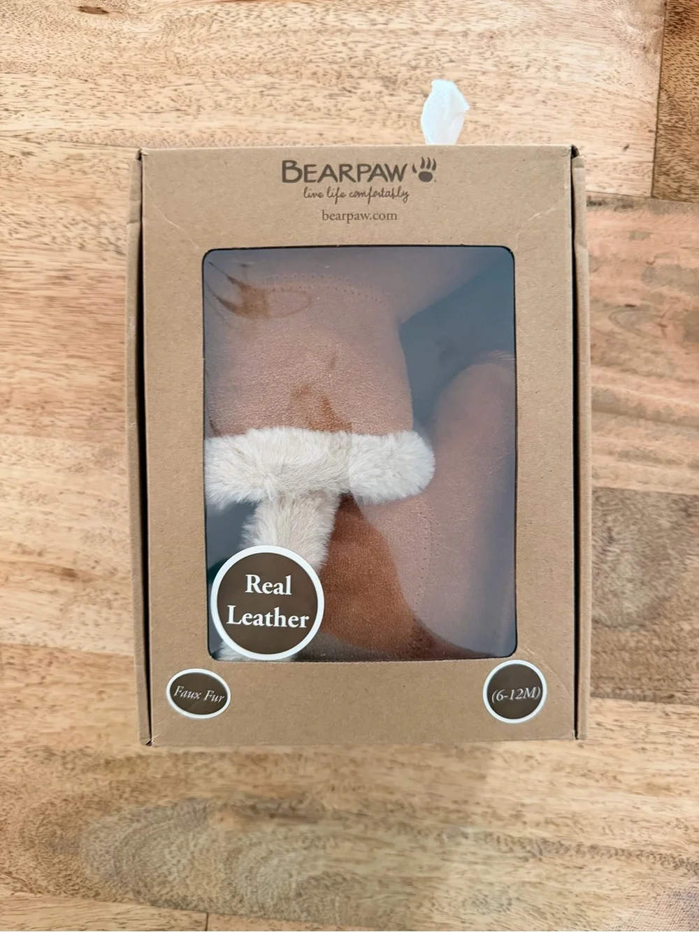 BearPaw Brown Baby Booties with Cream Faux-Shearling Cuff